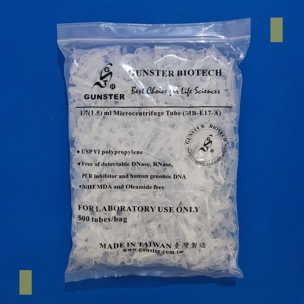 میکروتیوب 1.5 سی سی DNase & RNase free استریل 500 عددی GUNSTER